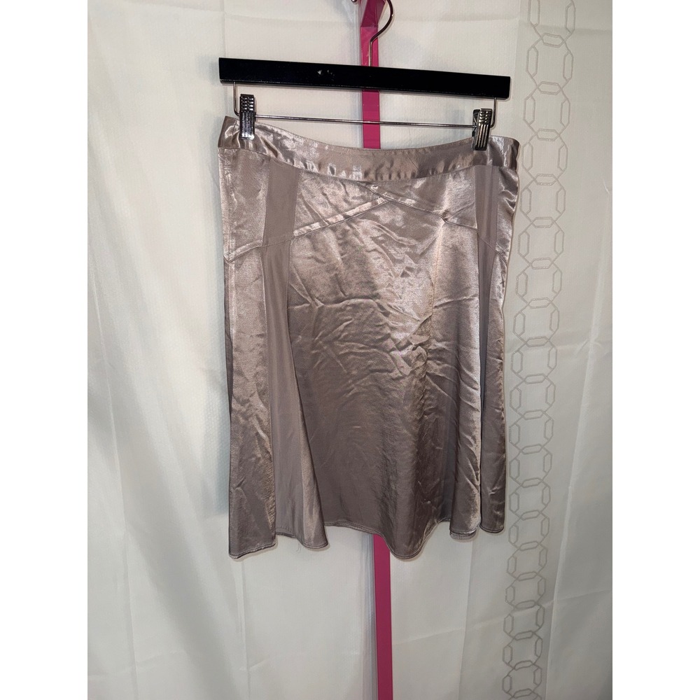 Club Monaco‎ Satin Midi Skirt Metallic Taupe A Line Women's Size 0